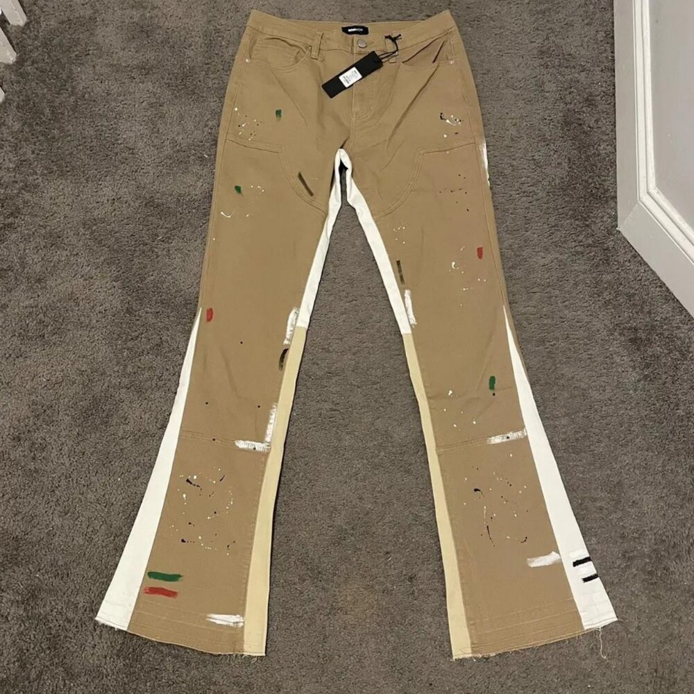 Stacked Flared Pants - Tan size 30